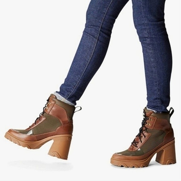 SOREL BREX™ HEEL LACE WATERPROOF LEATHER STANDOUT LUG SOLE CHUNKY BOOTIES - Picture 2 of 16